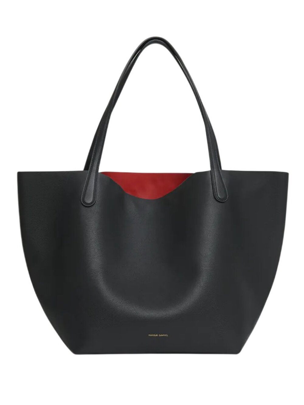 Mansur Gavriel Calf Leather Everyday Soft Tote in Black/Flamma